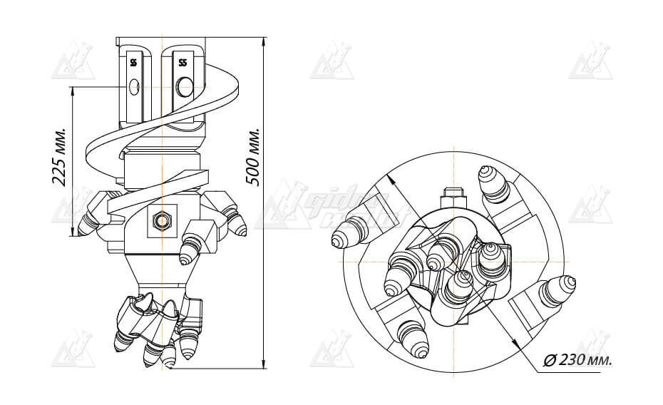 Бур шнековый (к) Delta SR5 (кат.IV - V), D-250, H-sq.75 картинка 636709